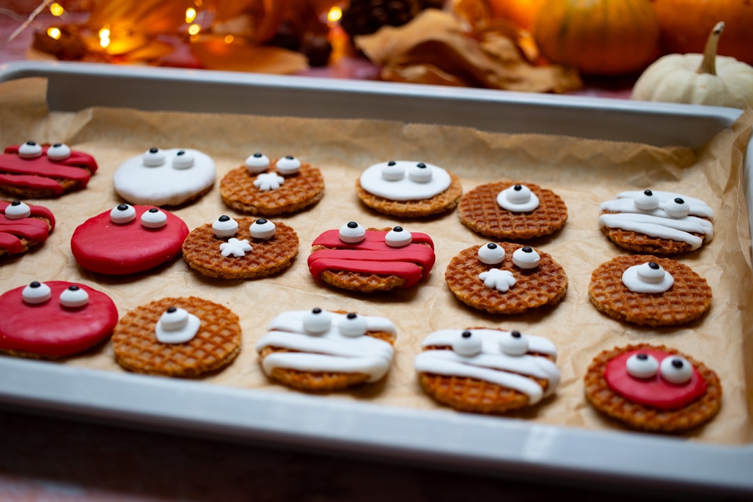Decorated cookies finished with candy googly eyes