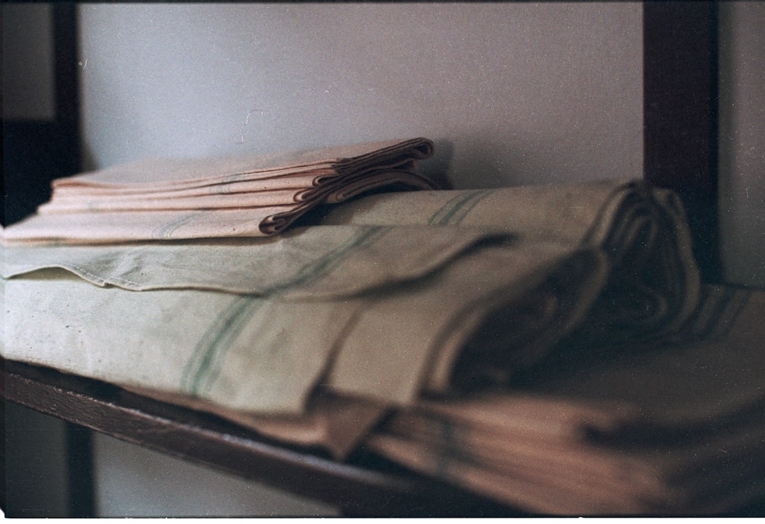 Stack of folded flour sack kitchen towels