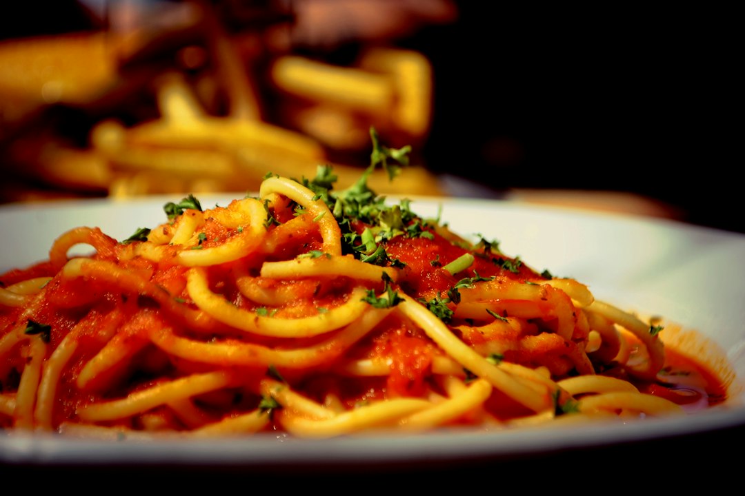 Pasta dish finished with freshly chopped herbs