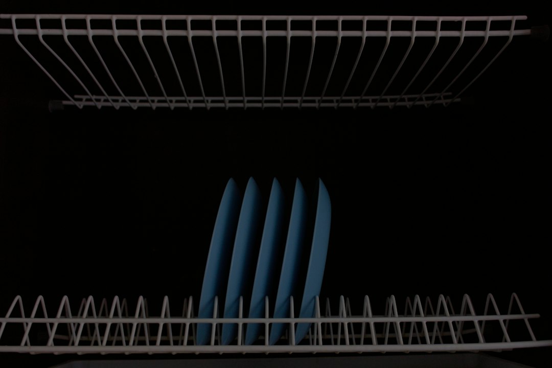 Interior of a dishwasher filled with plates