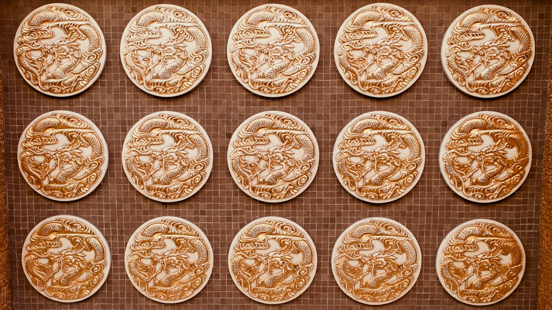 Cookies embossed with a decorative pattern from an engraved rolling pin